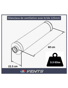 Silencieux Rigide Ø 125mm - 60 Cm