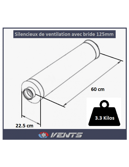 Silencieux Rigide Ø 125mm - 60 Cm