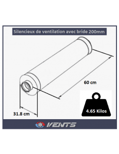 Silencieux Rigide Ø 200mm - 60 Cm