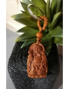 Porte Cles Bois Bouddha Rieur