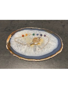 Pendule Cristal De Roche 7 Chakras Avec Sachet