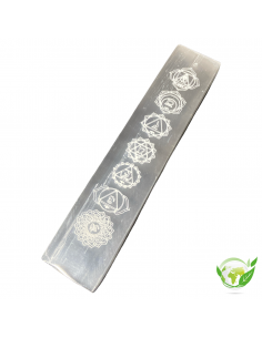 Porte Encens Plat Selenite 7 Chakras 15 Cm