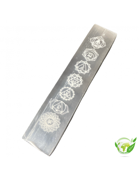 Porte Encens Plat Selenite 7 Chakras 15 Cm