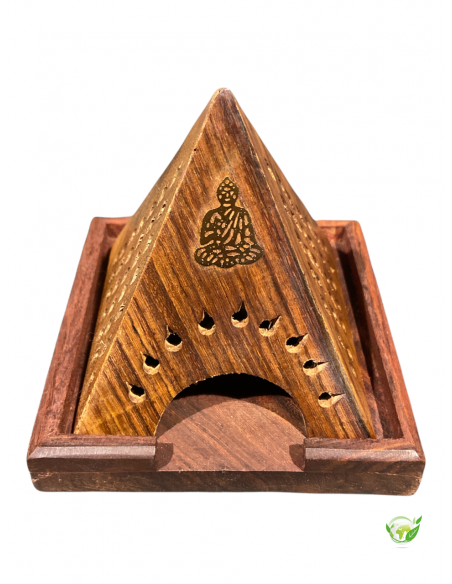 Porte Encens Bois Pyramide Bouddha