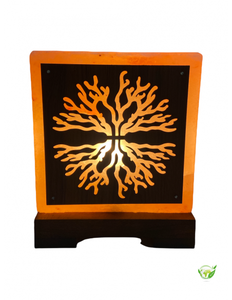 Lampe De Sel Carrée Double Arbre De Vie