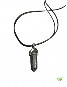 Pendentif Pierre De Lave 4cm Avec Collier Cuir Noir